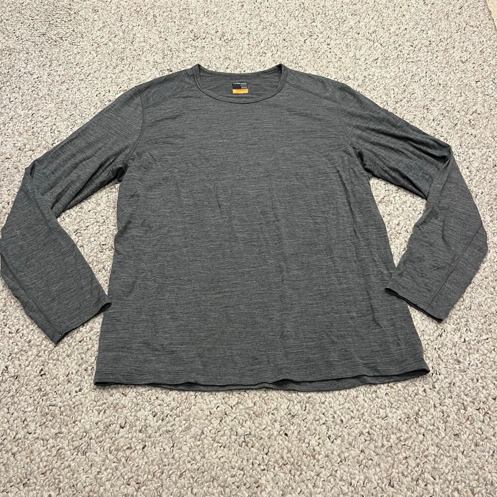 Icebreaker Merino 200 Mens XL Long Sleeve Baselayer XL Gray Outdoor Gorpcore